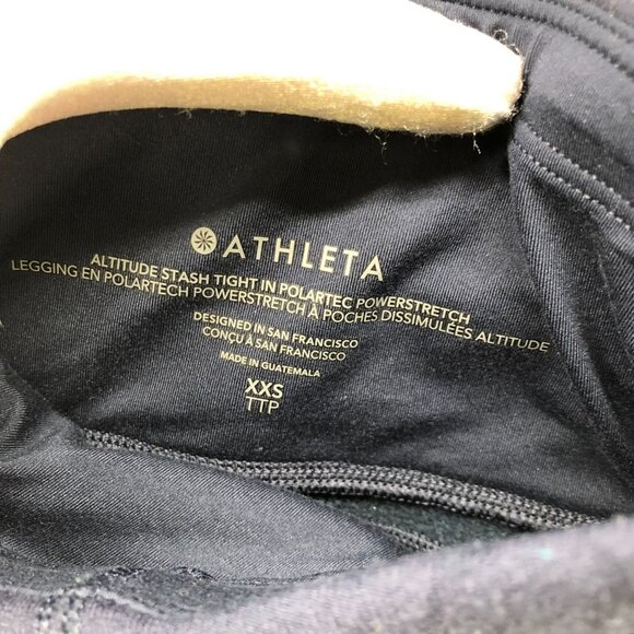 Athleta Altitude Tight In Polartec Power Stretch XXS Navy Blue Womens Leggings - Picture 8 of 8
